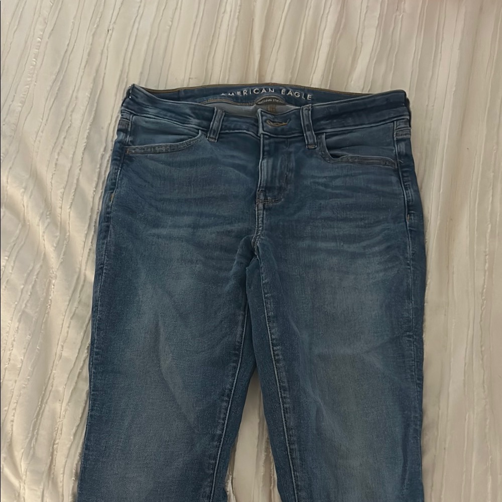 American Eagle Outfitters Blue Skinny Jeans with Faded Details